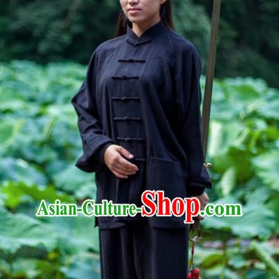 Chinese Traditional Martial Arts Costumes Tai Chi Kung Fu Black Suits for Women