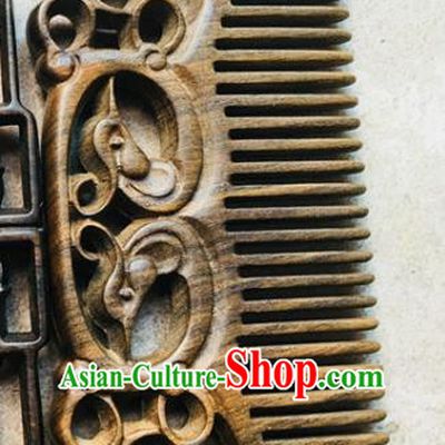 Chinese Traditional Hair Accessories Carving Sandalwood Hair Comb for Women