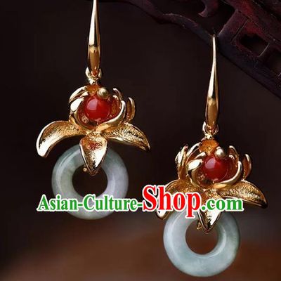 Chinese Traditional Jewelry Accessories Ancient Palace Hanfu Peace Buckle Earrings for Women