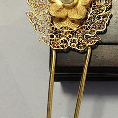 Chinese Traditional Ancient Golden Flower Hairpins Hair Accessories Hair Clip for Women