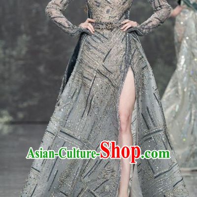 Top Grade Stage Performance Costume Models Stalkshow Grey Dress for Women