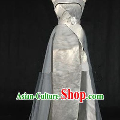 Top Grade Models Catwalks Costume Grey Full Dress Stage Performance Compere Clothing for Women