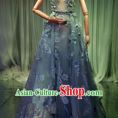 Top Grade Models Catwalks Costume Full Dress Stage Performance Compere Clothing for Women