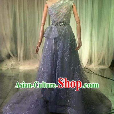 Top Grade Models Show Costume Chorus Catwalks Trailing Full Dress Stage Performance Compere Clothing for Women