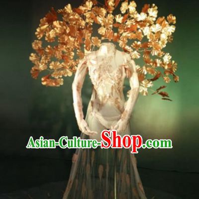 Top Grade Models Show Costume Stage Performance Golden Bikini Dress and Wings for Women