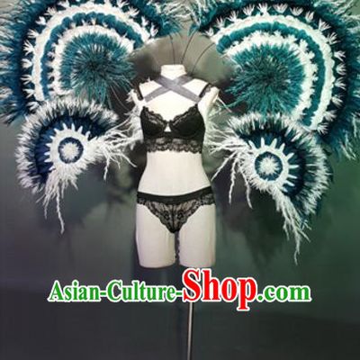 Top Grade Models Show Costume Stage Performance Black Bikini Dress and Wings for Women