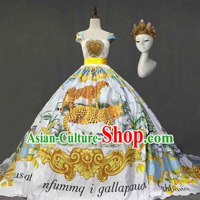 Top Grade Models Show Costume Stage Performance European Court Full Dress for Women