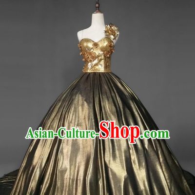 Top Grade Models Show Costume Stage Performance European Court Dowager Full Dress for Women