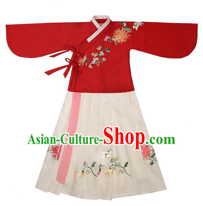 Chinese Ancient Palace Lady Hanfu Han Dynasty Imperial Concubine Queen Embroidered Historical Costumes