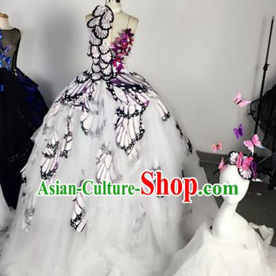 Top Grade Models Show Costume Stage Performance Catwalks Butterfly Wings Full Dress for Women