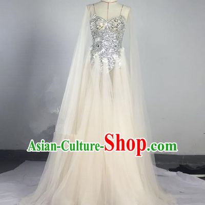 Top Grade Models Show Compere Costume Stage Performance Catwalks Veil Full Dress for Women