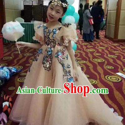 Children Models Show Costume Stage Performance Catwalks Compere Mullet Dress for Kids
