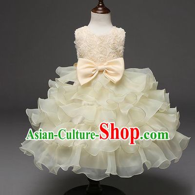 Top Grade Children Catwalks Costume Princess Stage Performance Bowknot Champagne Bubble Dress for Kids