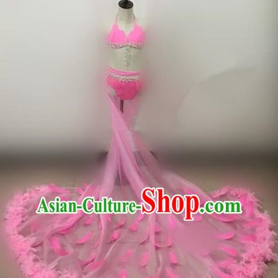 Children Models Show Costume Stage Performance Catwalks Pink Bikini for Kids