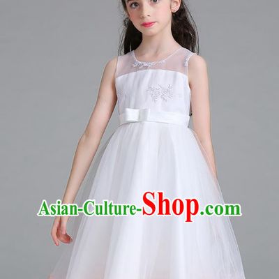 Children Models Show Compere Costume Stage Performance Girls Princess Pink Petals Full Dress for Kids
