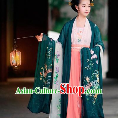 Traditional Chinese Tang Dynasty Imperial Consort Embroidered Costumes Complete Set for Women