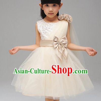 Children Fairy Princess Bowknot Dress Stage Performance Catwalks Compere Costume for Kids
