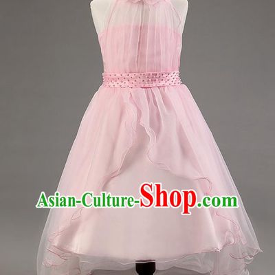 Children Modern Dance Princess Pink Mullet Dress Stage Performance Catwalks Compere Costume for Kids