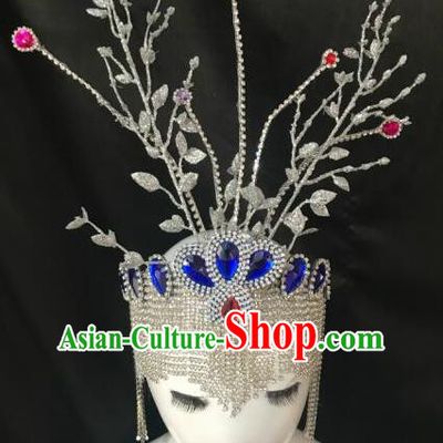 Top Grade Halloween Catwalks Hair Accessories Brazilian Carnival Samba Dance Crystal Headwear for Kids