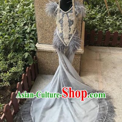 Children Catwalks Costume Brazilian Carnival Trailing Full Dress for Kids