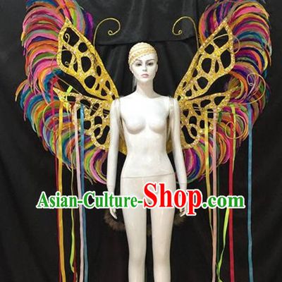 Top Grade Halloween Catwalks Props Brazilian Carnival Samba Dance Feather Butterfly Wings for Adults