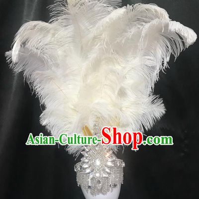 Brazilian Carnival Samba Dance Hair Accessories Miami White Feathers Deluxe Headdress for Kids