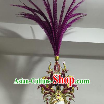 Brazilian Samba Dance Rosy Ostrich Hair Accessories Rio Carnival Catwalks Deluxe Headwear for Women