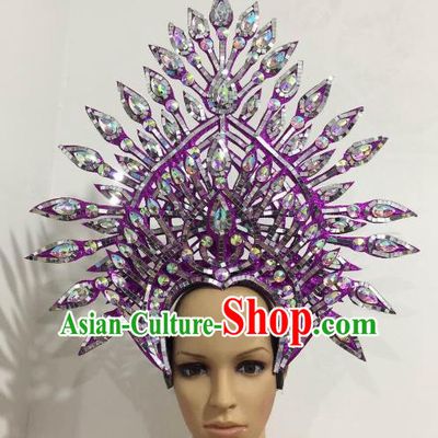 Brazilian Samba Dance Queen Purple Hair Accessories Rio Carnival Roman Deluxe Headwear for Women
