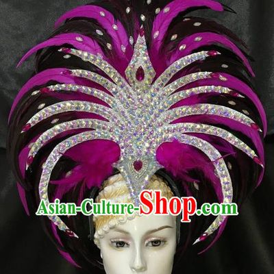 Brazilian Rio De Janeiro Carnival Ostrich Feather Hair Accessories Samba Dance Catwalks Headdress for Women