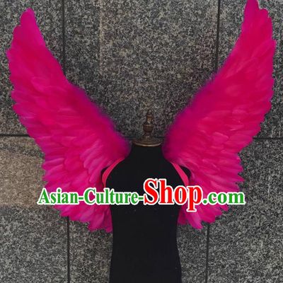 Top Grade Samba Dance Props Brazilian Carnival Catwalks Rosy Butterfly Feather Wings for Kids