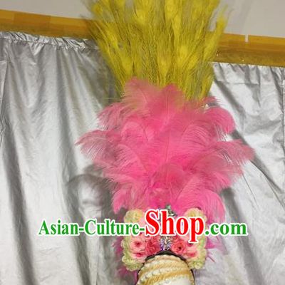 Brazilian Rio De Janeiro Carnival Feather Hair Accessories Samba Victorian Dance Feather Headwear for Women