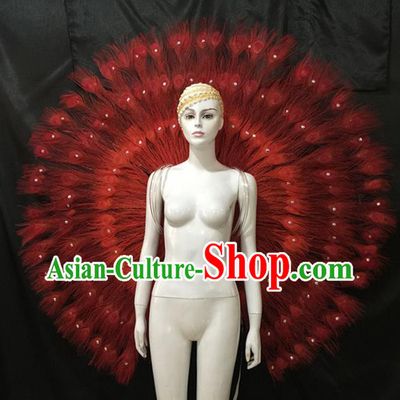 Top Grade Brazilian Samba Dance Props Rio Carnival Red Feather Angel Wings for Women