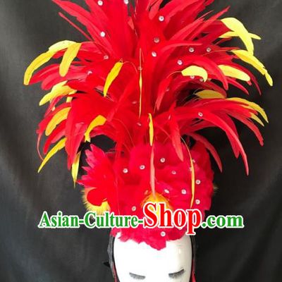 Brazilian Rio De Janeiro Carnival Feather Hair Accessories Samba Dance Catwalks Headdress for Kids