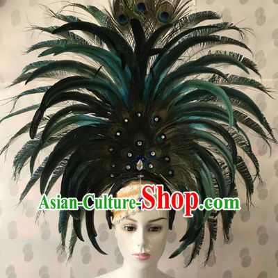 Brazilian Rio De Janeiro Carnival Feather Hair Accessories Samba Victorian Dance Catwalks Headwear for Women