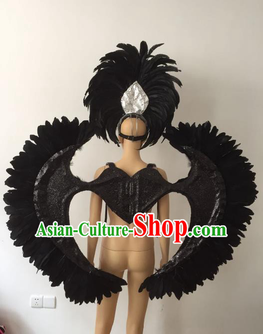 Top Grade Stage Performance Brazilian Carnival Feather Wings Miami Feathers Deluxe Wings Headwear Mask for Women