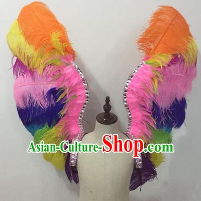 Custom-made Catwalks Props Brazilian Rio Carnival Samba Dance Colorful Feather Wings for Kids