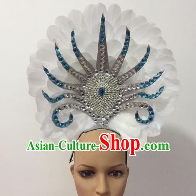 Handmade Samba Dance Hair Accessories Brazilian Rio Carnival Feather Headdress for Women