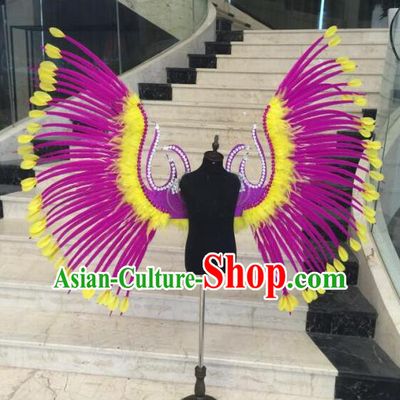 Brazilian Samba Dance Props Rio Carnival Miami Catwalks Rosy Feather Wings for Kids