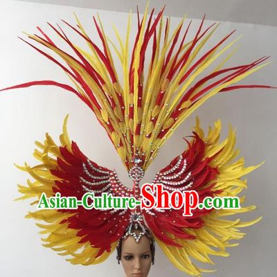 Brazilian Carnival Rio Samba Dance Feather Headdress Miami Catwalks Hair Accessories for Women