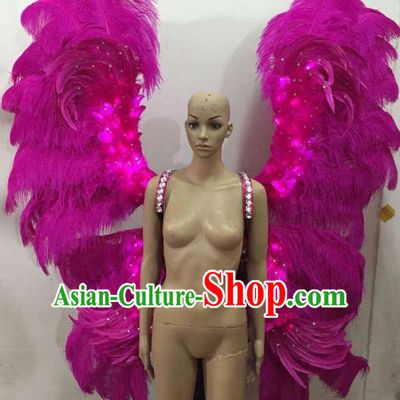 Custom-made Catwalks Props Brazilian Rio Carnival Samba Dance Rosy Feather Deluxe Wings for Women