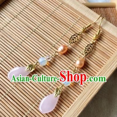 Handmade Chinese Traditional Accessories Hanfu Pearls Earrings for Women