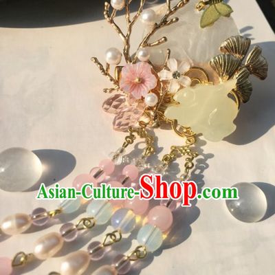 Chinese Traditional Hair Accessories Ancient Hanfu Hairpins Jade Rabbit Hair Claw for Women