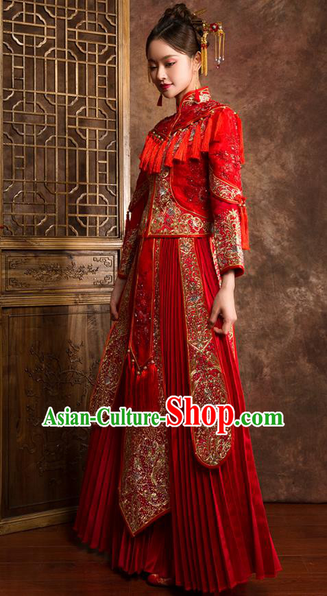 Traditional Chinese Wedding Costumes Traditional Xiuhe Suits Ancient Chinese bridal Full Dress