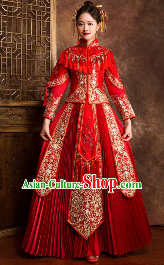 Traditional Chinese Wedding Costumes Traditional Xiuhe Suits Ancient Chinese bridal Full Dress
