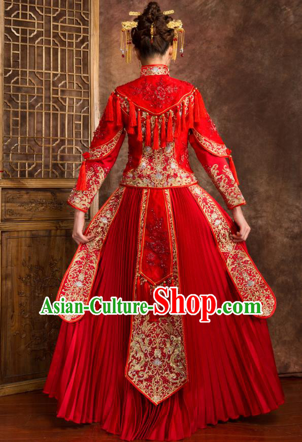 Traditional Chinese Wedding Costumes Traditional Xiuhe Suits Ancient Chinese bridal Full Dress