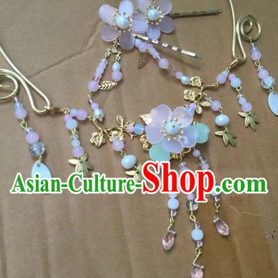 Handmade Chinese Traditional Accessories Hanfu Cherry Blossom Tassel Necklace for Women