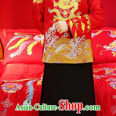 Traditional Ancient Chinese Wedding Costumes Bridegroom Embroidered Tang Suit for Men