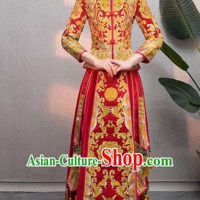Traditional Chinese Embroidered Wedding Costumes XiuHe Suit Ancient Bottom Drawer for Women