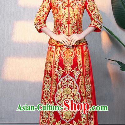 Traditional Chinese Ancient Bottom Drawer Wedding Costumes Embroidered XiuHe Suit for Women