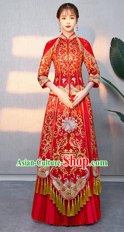 Traditional Chinese Wedding Costumes Traditional Xiuhe Suits Ancient Chinese bridal Full Dress Traditional Chinese Wedding Costumes Traditional Xiuhe Suits Ancient Chinese bridal Full Dress